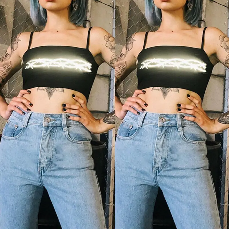 Sexy Reflective Tank Top Women's Fashion Print Reflective Crop Top Clubwear Sportwear Tank Top 2019 New
Sexy Reflective Tank Top Women's Fashion Print Reflective Crop Top Clubwear Sportwear Tank Top 2019 New