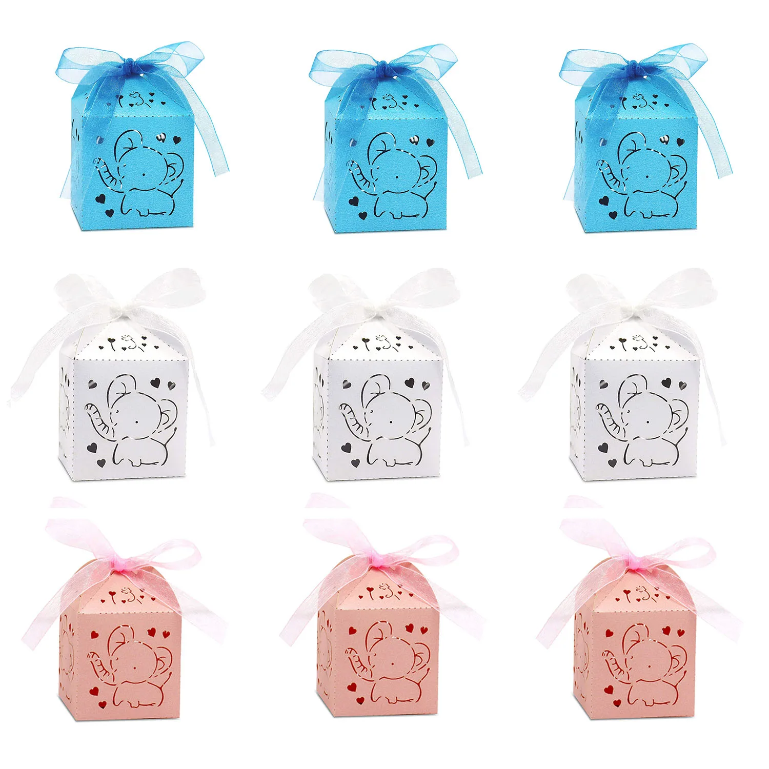 10Pcs/Pack White Elephant Baby Shower Favor Boxes ,Laser Cut Box with Ribbon for Birthday Wedding Party Cajitas Para Dulces
10Pcs/Pack White Elephant Baby Shower Favor Boxes ,Laser Cut Box with Ribbon for Birthday Wedding Party Cajitas Para Dulces