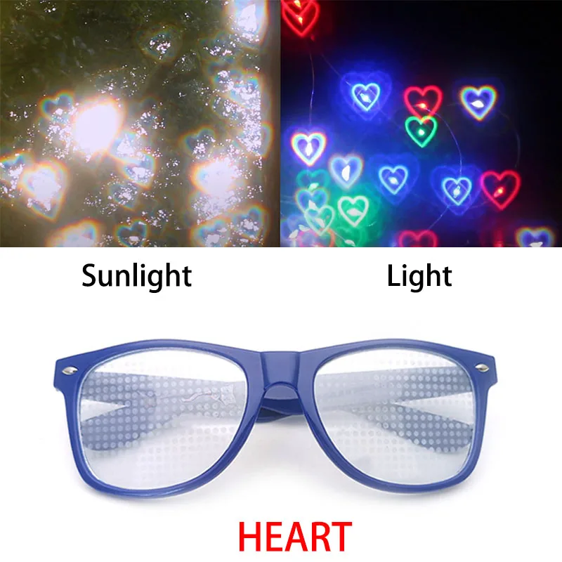 Фото Светящиеся очки Rave в форме сердца праздничные с особым эффектом EDM радужные