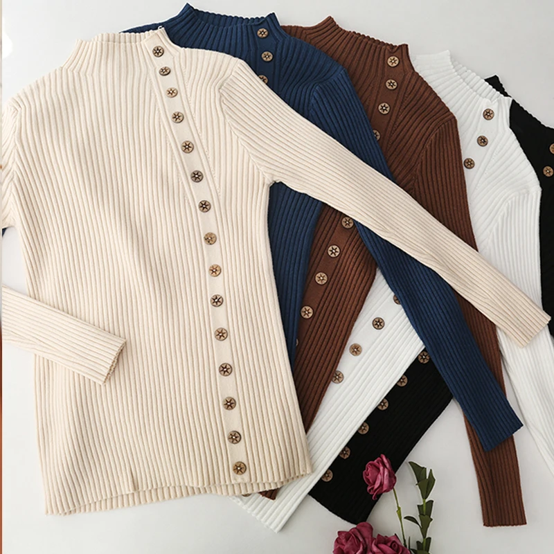 shintimes White Turtleneck 2020 Winter Clothes Knitted Sweater Side Button Sweaters Women Pullover Long Sleeve Slim Sweater Pull
shintimes White Turtleneck 2020 Winter Clothes Knitted Sweater Side Button Sweaters Women Pullover Long Sleeve Slim Sweater Pull