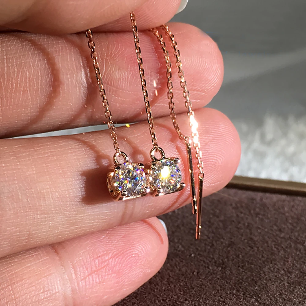 10K Rose Gold 1 Carat Drop Earrings Line Women Wedding Anniversary Engagement Party 0.5ct Round Tassel Moissanite Diamond
10K Rose Gold 1 Carat Drop Earrings Line Women Wedding Anniversary Engagement Party 0.5ct Round Tassel Moissanite Diamond