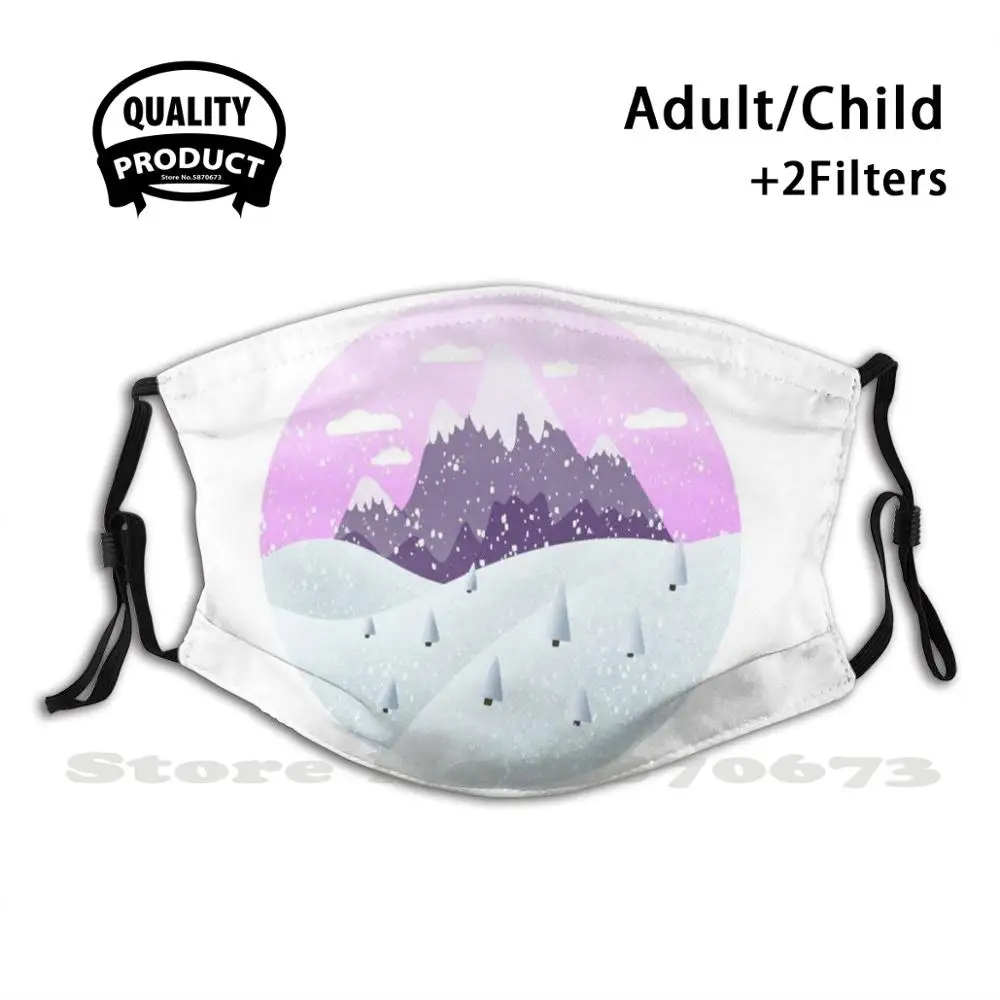

Snowy Mountains Fashion Mouth Masks Filter Adult Kids Face Mask Snow Winter Mountain Landscape Landscapes Trees Clouds Sunset