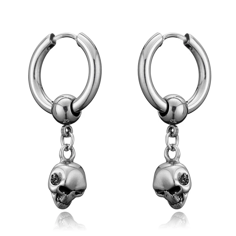 

New Vintage Skull Earrings for Women Goth Hoop Earrings Men Party Jewelry Aretes De Mujer Punk Piercing Stainless Steel Earrings