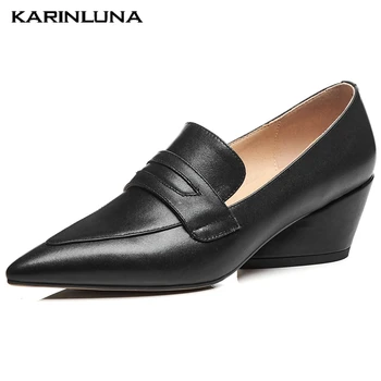 Karinluna On Sale Fashion Pointed Toe Elegant Chunky Heels Genuine Leather women's Skin Pumps Shoes Woman
Karinluna On Sale Fashion Pointed Toe Elegant Chunky Heels Genuine Leather women's Skin Pumps Shoes Woman