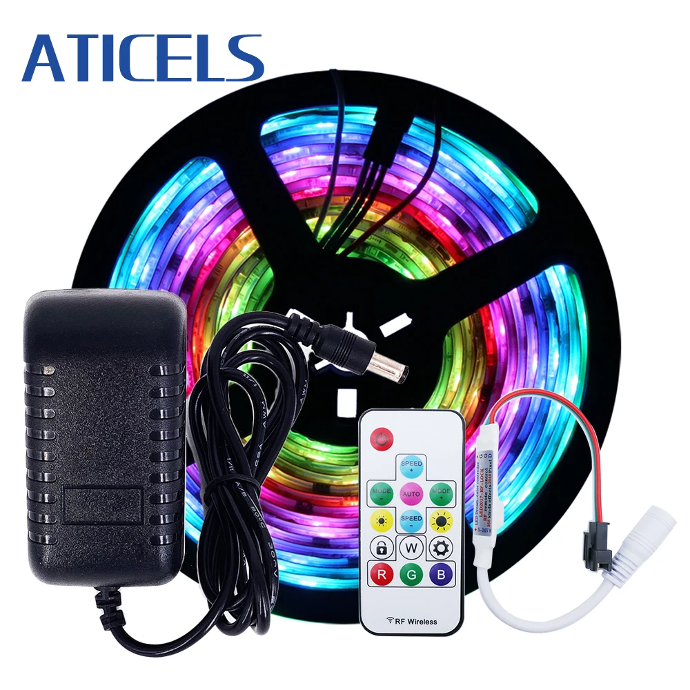 DC12V WS2811 RGB LED Strip SMD 5050 30/60leds 5m Addressable RGB Color Built-in 2811 IC Pixel LED Strip Light Black PCB
DC12V WS2811 RGB LED Strip SMD 5050 30/60leds 5m Addressable RGB Color Built-in 2811 IC Pixel LED Strip Light Black PCB