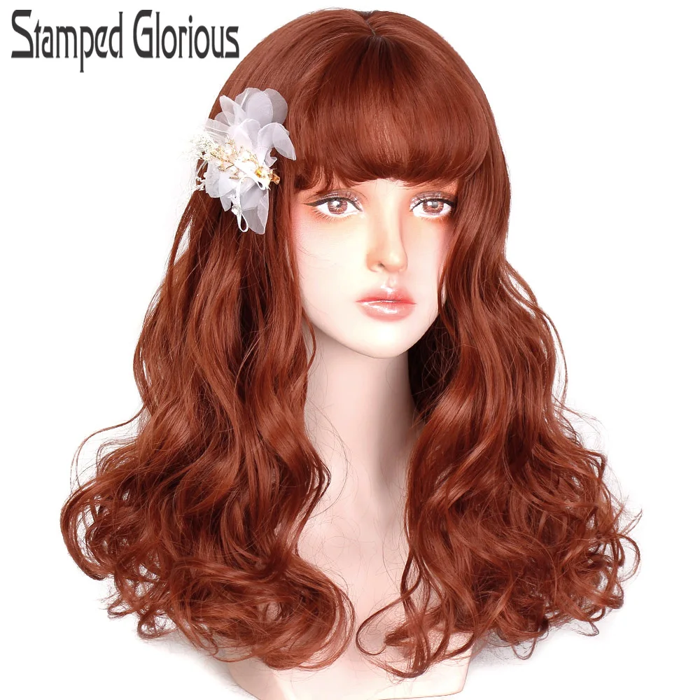 Stamped Glorious Natural Wave Wig With Bangs Synthetic Red Wig for Black/White Women Heat Resistant Fiber Hair Cosplay Wig
Stamped Glorious Natural Wave Wig With Bangs Synthetic Red Wig for Black/White Women Heat Resistant Fiber Hair Cosplay Wig