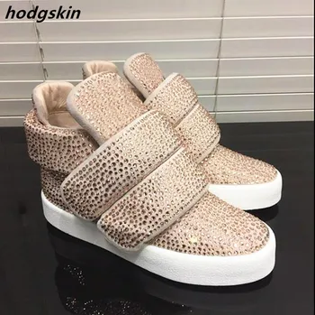 Bling Shiny Luxury Crystal RhinestonebHook & Loop Thick Platform Women Boots Flats Wedges Zapatillas Mujer Shoes Woman 
Bling Shiny Luxury Crystal RhinestonebHook & Loop Thick Platform Women Boots Flats Wedges Zapatillas Mujer Shoes Woman