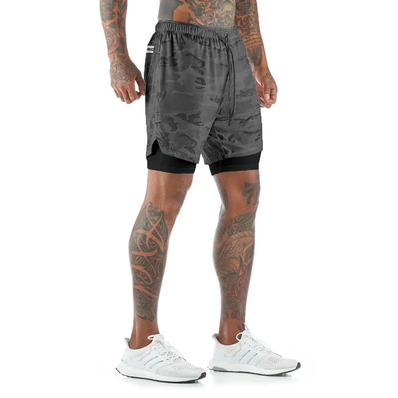 Summer Casual running shorts men 2 in 1 sports jogging fitness shorts Men's Gym training Quick-drying sports shorts male short Summer Casual running shorts men 2 in 1 sports jogging fitness shorts Men's Gym training Quick-drying sports shorts male short