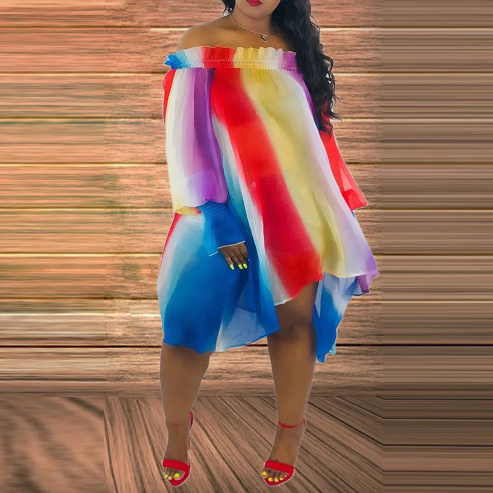 Casual Women Plus Size Dress Color Block Off Shoulder Long Lantern Sleeve 2020 Summer Dresses Femme Beach Dress African
Casual Women Plus Size Dress Color Block Off Shoulder Long Lantern Sleeve 2020 Summer Dresses Femme Beach Dress African