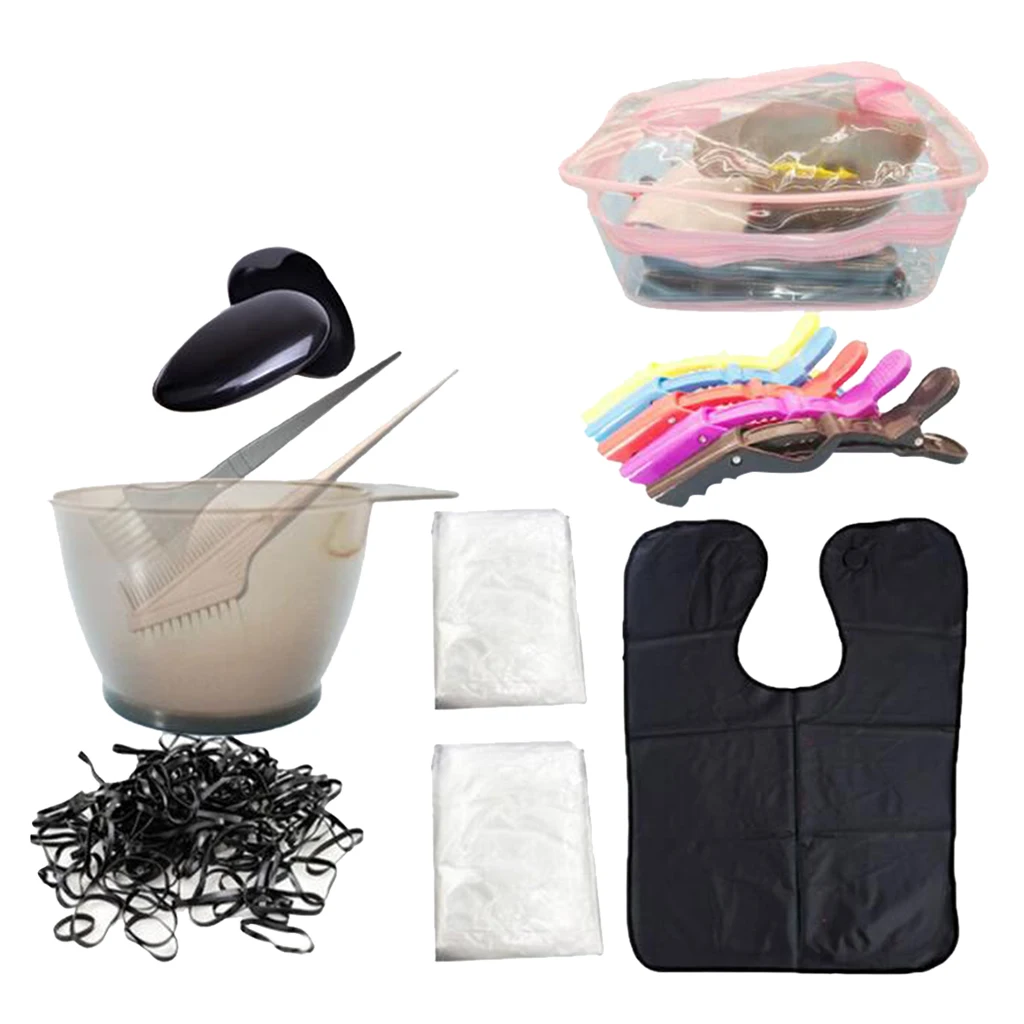 15 Pieces Salon Hair Color Kits DIY Tools Dye Bowl Brush Cape Clips Supplies 15 Pieces Salon Hair Color Kits DIY Tools Dye Bowl Brush Cape Clips Supplies