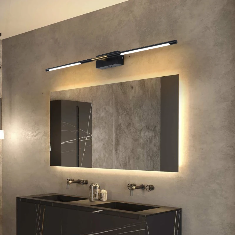 Фото Bathroom modern bathroom led dressing table lamp Nordic strip extremely simplified light luxury makeup mirror front LB1013 | Лампы и