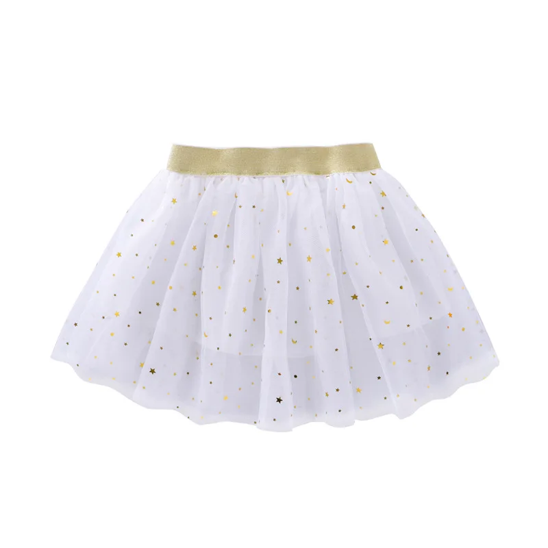 Fashion Kids Mesh Miniskirts Girls Princess Stars Glitter Dance Ballet Tutu Brand Sequin Party Girl Faldas Skirt Elastic Clothes