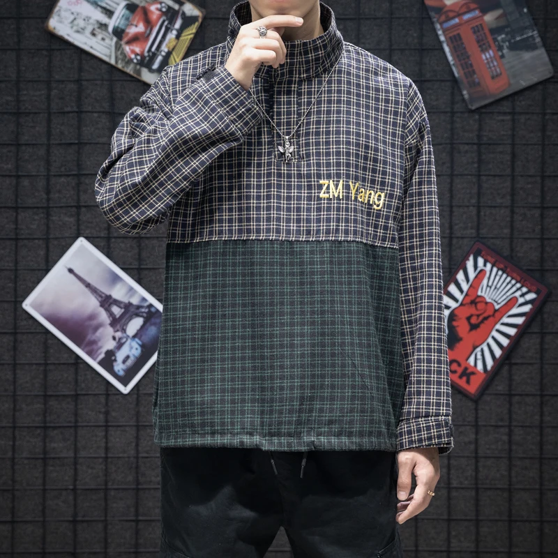100% Cotton Men Shirt Brand New Stand Collar Plaid Shirt Men Patchwork Color Streetwear Long Sleeve Mens Casual Shirts Big Sizes
100% Cotton Men Shirt Brand New Stand Collar Plaid Shirt Men Patchwork Color Streetwear Long Sleeve Mens Casual Shirts Big Sizes