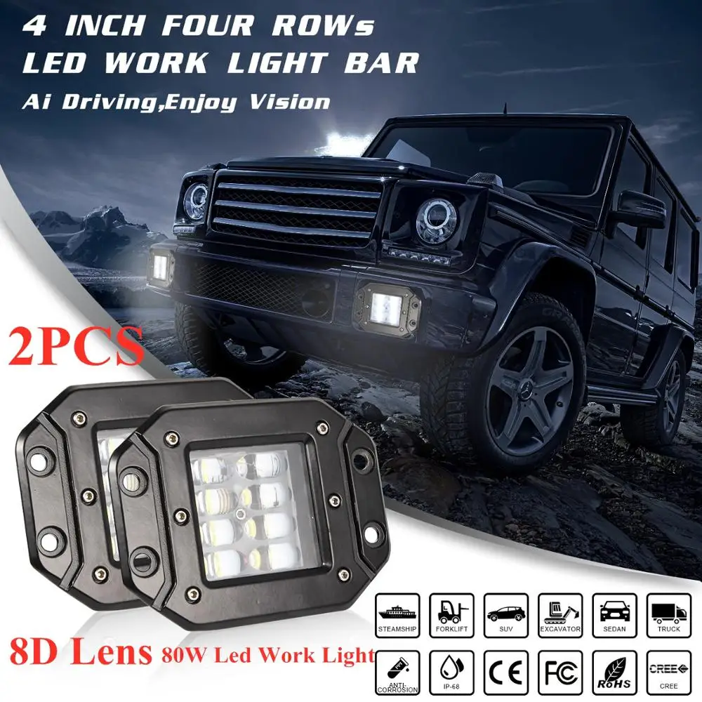 2PCS 8D Lens 80W Car Led Light Bar 4inch Work Light Spotlight Led Beams DRL12V for Lada Tractors Boat 4x4 Truck SUV ATV Fog Lamp
2PCS 8D Lens 80W Car Led Light Bar 4inch Work Light Spotlight Led Beams DRL12V for Lada Tractors Boat 4x4 Truck SUV ATV Fog Lamp