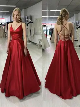 Elegant Spaghetti Satin Long V-Neck Red Evening Dresses withPockets Floor Length Zipper Back Red Formal Party Dresses for Women
Elegant Spaghetti Satin Long V-Neck Red Evening Dresses withPockets Floor Length Zipper Back Red Formal Party Dresses for Women