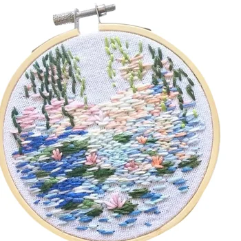 DIY Knitting Wool Rug Hooking Kit Handcraft Woolen Embroidery Creative Gift with 15 x 15cm Frame - River Willow Water Lotus Lily 
DIY Knitting Wool Rug Hooking Kit Handcraft Woolen Embroidery Creative Gift with 15 x 15cm Frame - River Willow Water Lotus Lily