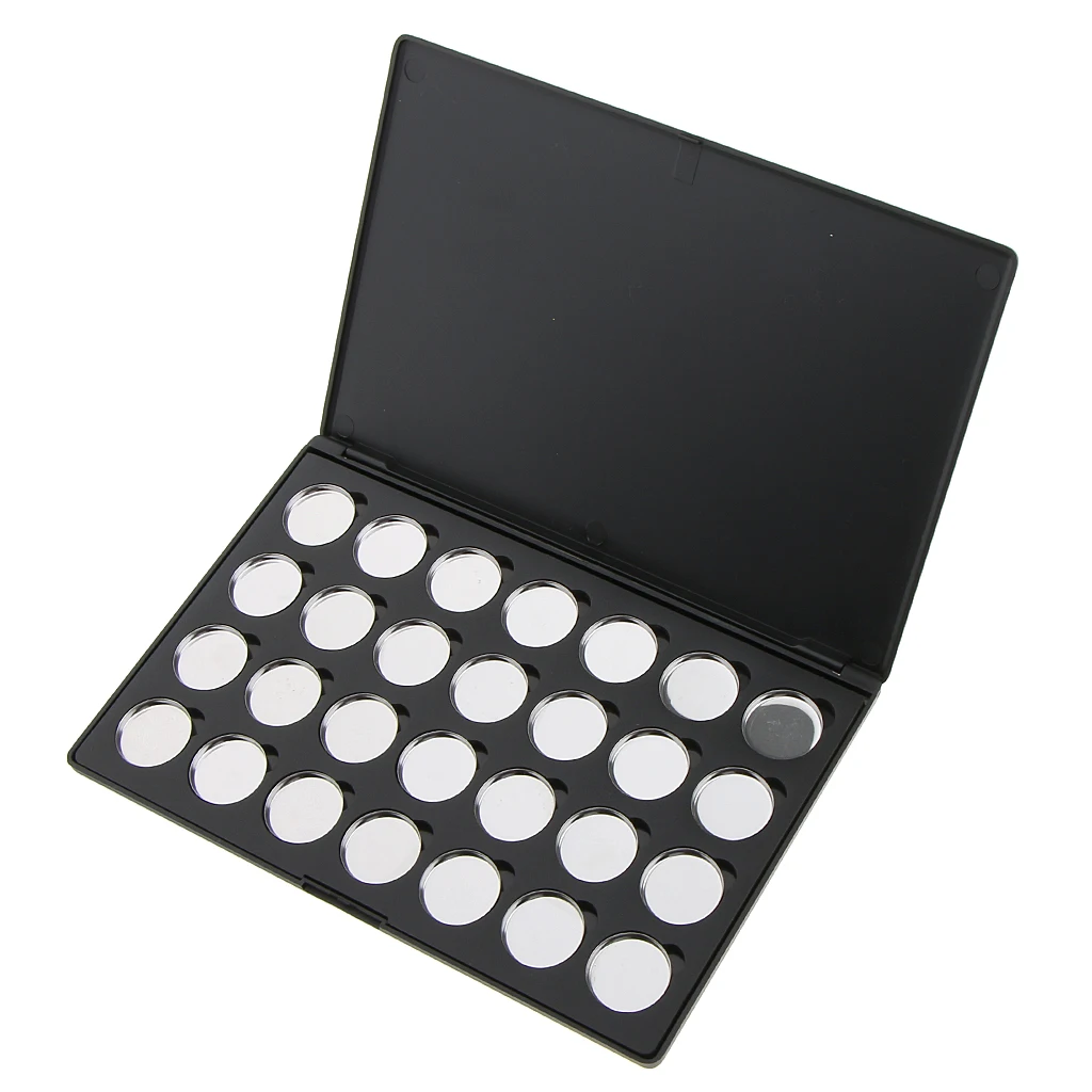Cosmetic Travel Magnetic Empty Palette Box Eyeshadow Powder Blusher Makeup Case Organizer with 28 Round Pans Tins Set