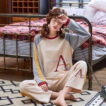 Spring and autumn pajamas, women's long sleeve cotton fresh set, Korean princess style, can wear home clothes outside in autumn
Spring and autumn pajamas, women's long sleeve cotton fresh set, Korean princess style, can wear home clothes outside in autumn
