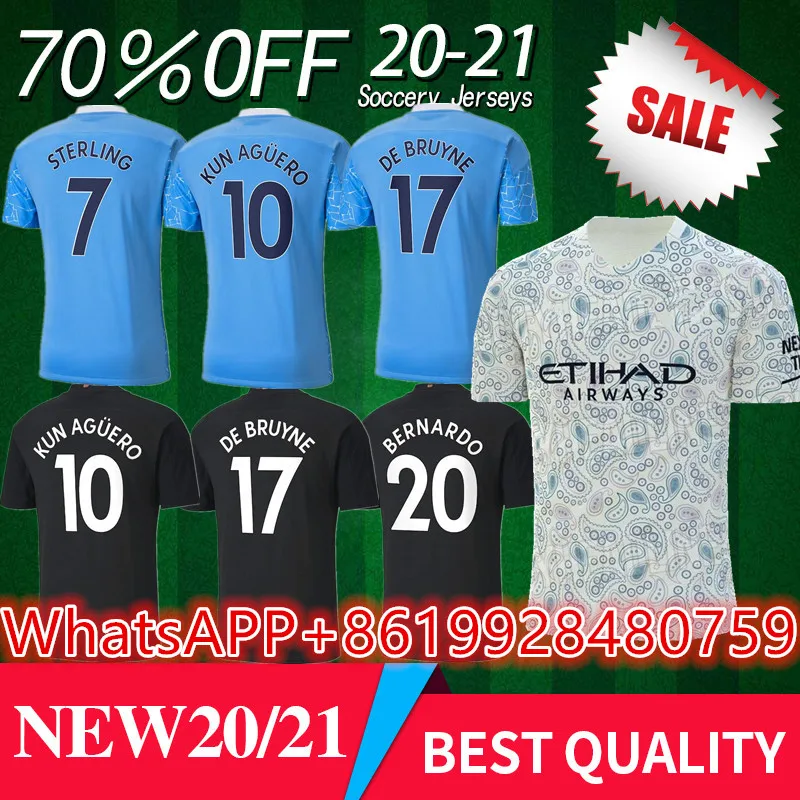 

Top 2020 FC Manchester home Soccer jersey STERLING KUN AGUERO DE BRUYNE BERNARDO MAHREZ 2021 Manchester away Football City Shirt