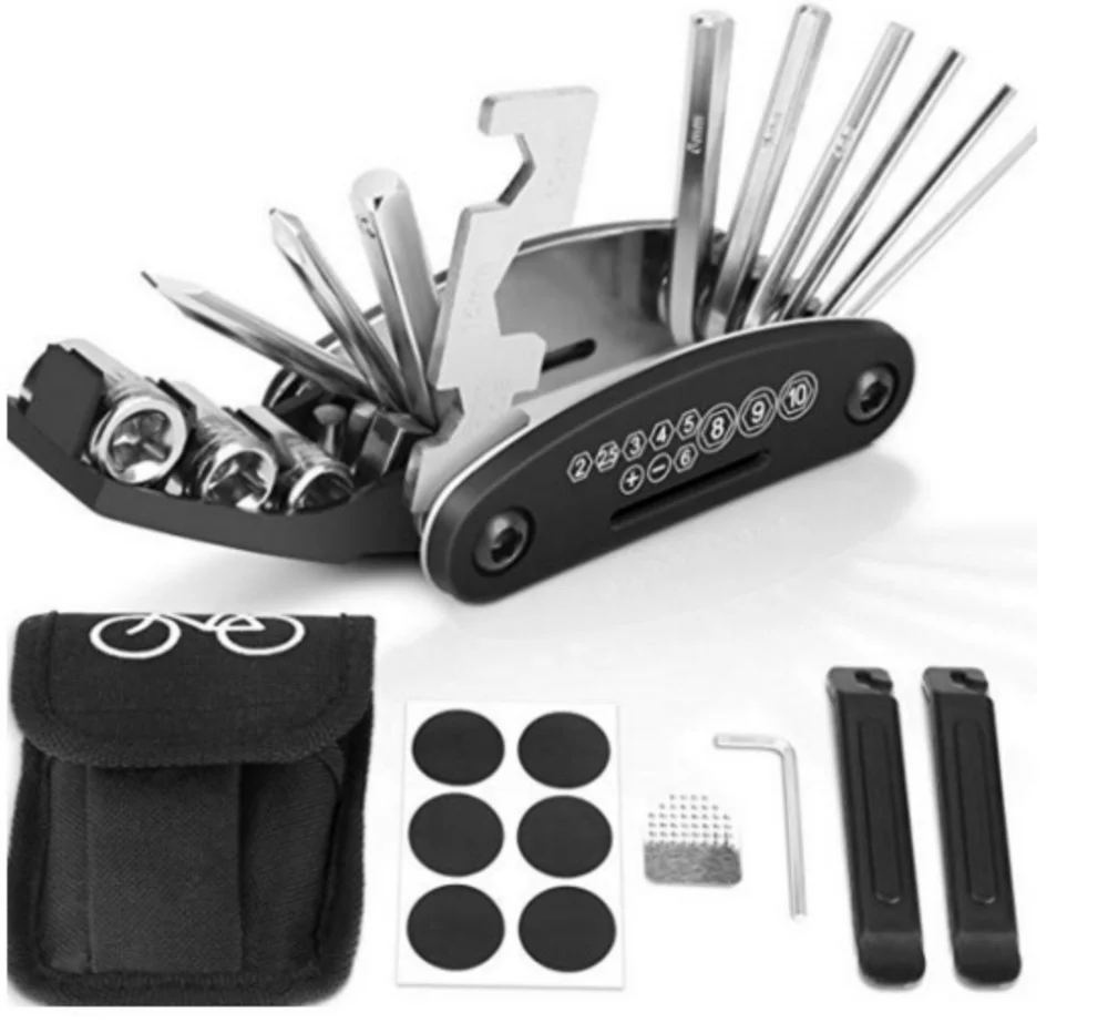 16 in 1 Multifunction Bicycle Repair Tools Kit Hex Spoke Cycling Screwdriver Tool MTB Mountain Cycling Bike Repair Tool bag
16 in 1 Multifunction Bicycle Repair Tools Kit Hex Spoke Cycling Screwdriver Tool MTB Mountain Cycling Bike Repair Tool bag
