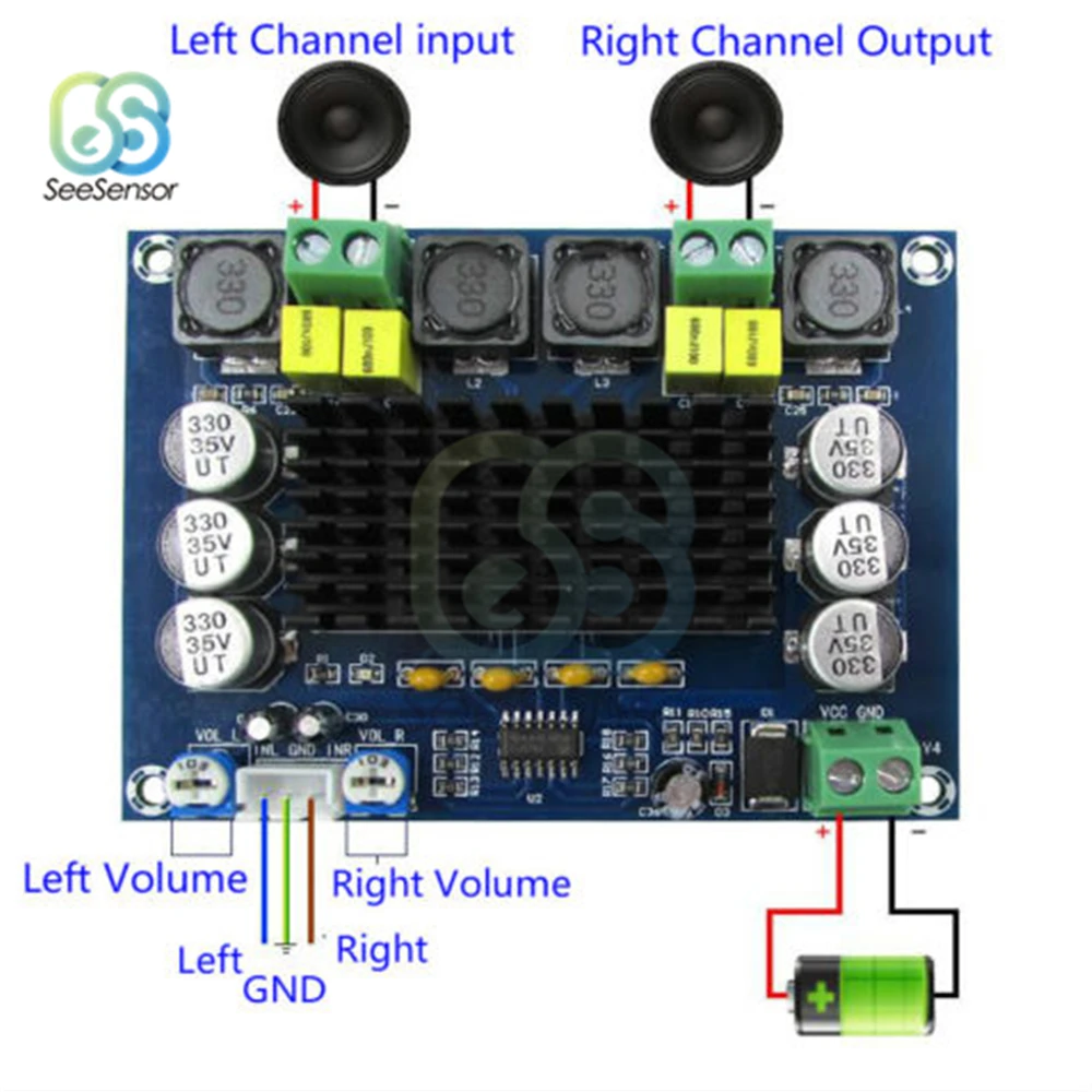 2*120W TPA3116D2 Dual-channel Stereo High Power Digital Audio Power Amplifier Board XH-M543 DC12-26V
2*120W TPA3116D2 Dual-channel Stereo High Power Digital Audio Power Amplifier Board XH-M543 DC12-26V