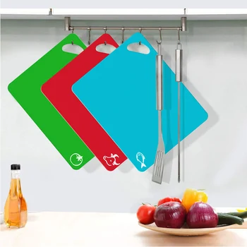 6 Pcs Flexible Plastic Cutting Board Mats Set Colored Kitchen Mats with Food Icons Easy Grip Handles MU8669
6 Pcs Flexible Plastic Cutting Board Mats Set Colored Kitchen Mats with Food Icons Easy Grip Handles MU8669