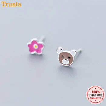 Trustdavis 100% 925 Sterling Silver Earring Asymmetric Glaze Pink Flower Bear Stud Earrings For Women Silver 925 Jewelry DA431
Trustdavis 100% 925 Sterling Silver Earring Asymmetric Glaze Pink Flower Bear Stud Earrings For Women Silver 925 Jewelry DA431