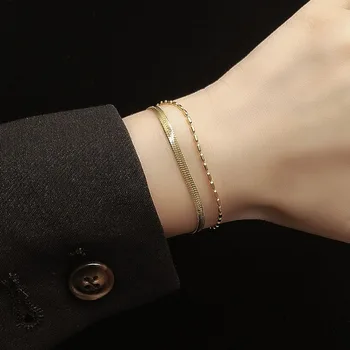 Bead Delicacy Chain Combination Double Layer Bracelets Titanium Steel Material Plated Bracelet
Bead Delicacy Chain Combination Double Layer Bracelets Titanium Steel Material Plated Bracelet