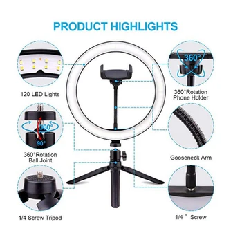 LED Selfie Ring Light 24W 5500K Studio Photography Photo Fill Ring Light with Tripod for iphone Smartphone Makeup
LED Selfie Ring Light 24W 5500K Studio Photography Photo Fill Ring Light with Tripod for iphone Smartphone Makeup