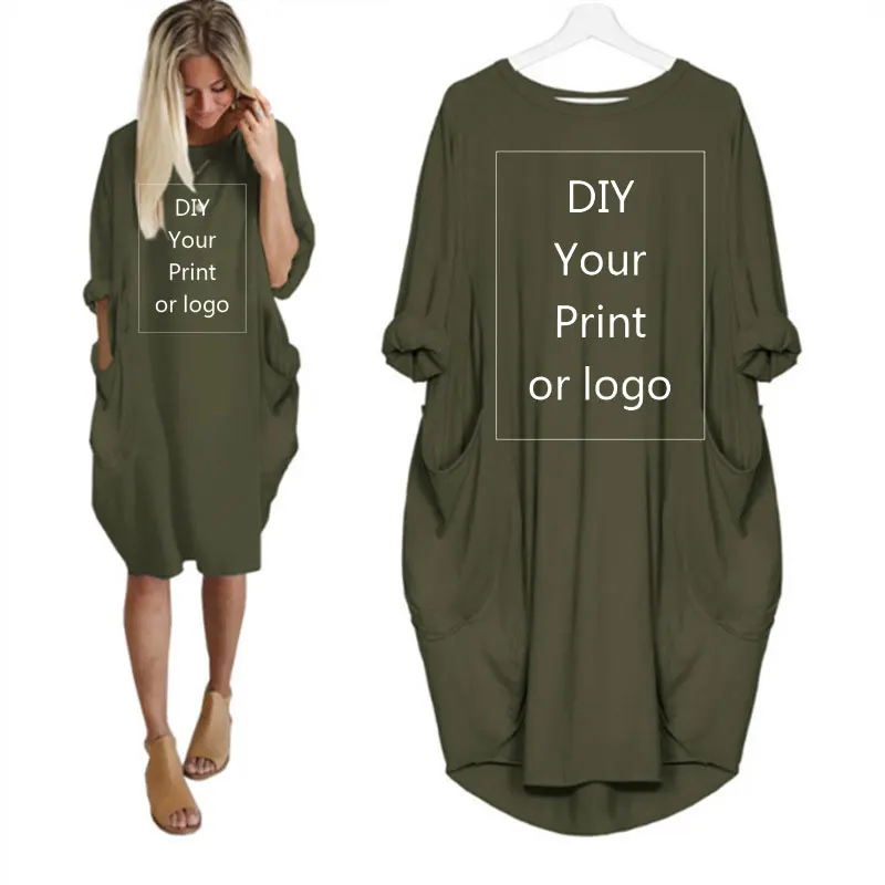 DIY Your like Photo or Logo Autumn Womens Fashion Dresses Pocket Loose Dress Ladies Crew Neck Casual Long Girl Tops Dress 
DIY Your like Photo or Logo Autumn Womens Fashion Dresses Pocket Loose Dress Ladies Crew Neck Casual Long Girl Tops Dress