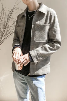 2019 autumn male Korean version of the gray grid net red large pocket check jacket fashion loose casual zipper men's jacket
2019 autumn male Korean version of the gray grid net red large pocket check jacket fashion loose casual zipper men's jacket