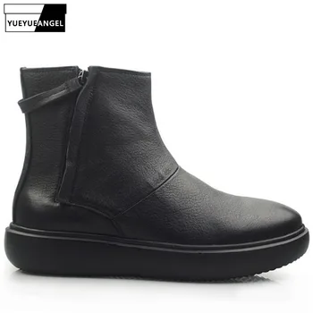 British Winter Platform Boots Men Side Zip Round Toe Vintage Harajuku Genuine Leather Boots Punk High Top Shoes Men Black 38-44 
British Winter Platform Boots Men Side Zip Round Toe Vintage Harajuku Genuine Leather Boots Punk High Top Shoes Men Black 38-44