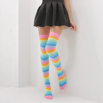 Fashion Trend Rainbow Stripes knee socks women plus Size Thin Over The Knee legs ladies Socks high quality Wild High Knee Socks
Fashion Trend Rainbow Stripes knee socks women plus Size Thin Over The Knee legs ladies Socks high quality Wild High Knee Socks