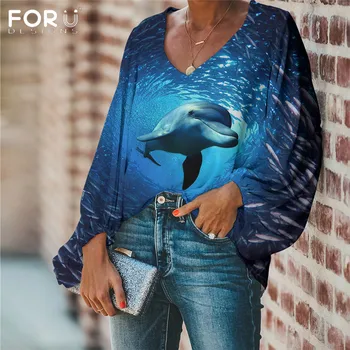 FORUDESIGNS Harajuku Novelty Sea World Dolphin Print Blouse Casual V-neck Loose Long Sleeve Female Ladies Soft Large Size
FORUDESIGNS Harajuku Novelty Sea World Dolphin Print Blouse Casual V-neck Loose Long Sleeve Female Ladies Soft Large Size