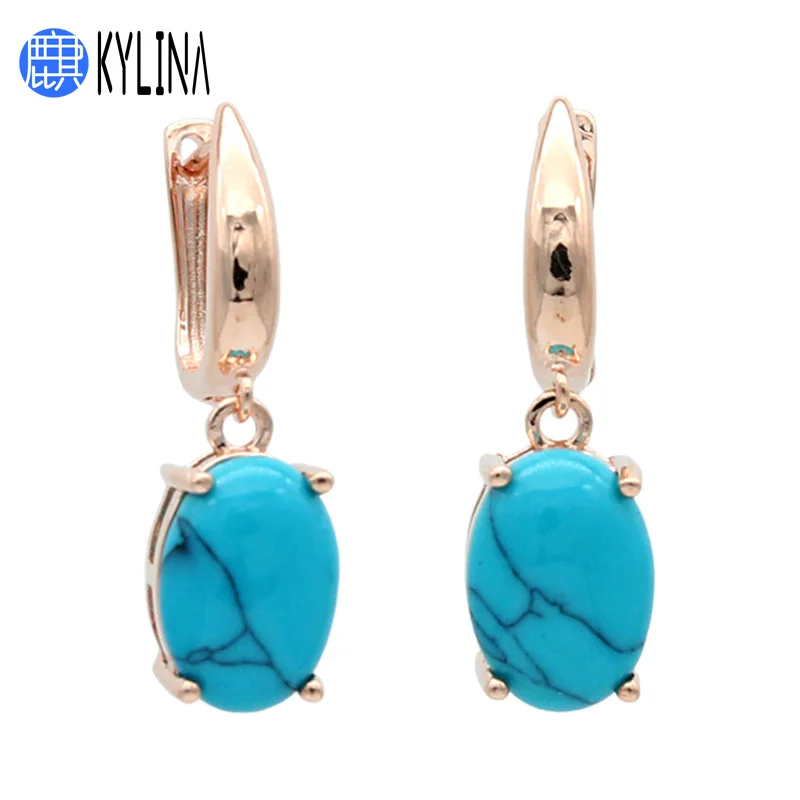 KYLINA Vintage Temperament 585 Rose Gold Oval Egg Shape Synthetic Turquoises Dangle Earrings For Women Girl Wedding Jewelry
KYLINA Vintage Temperament 585 Rose Gold Oval Egg Shape Synthetic Turquoises Dangle Earrings For Women Girl Wedding Jewelry