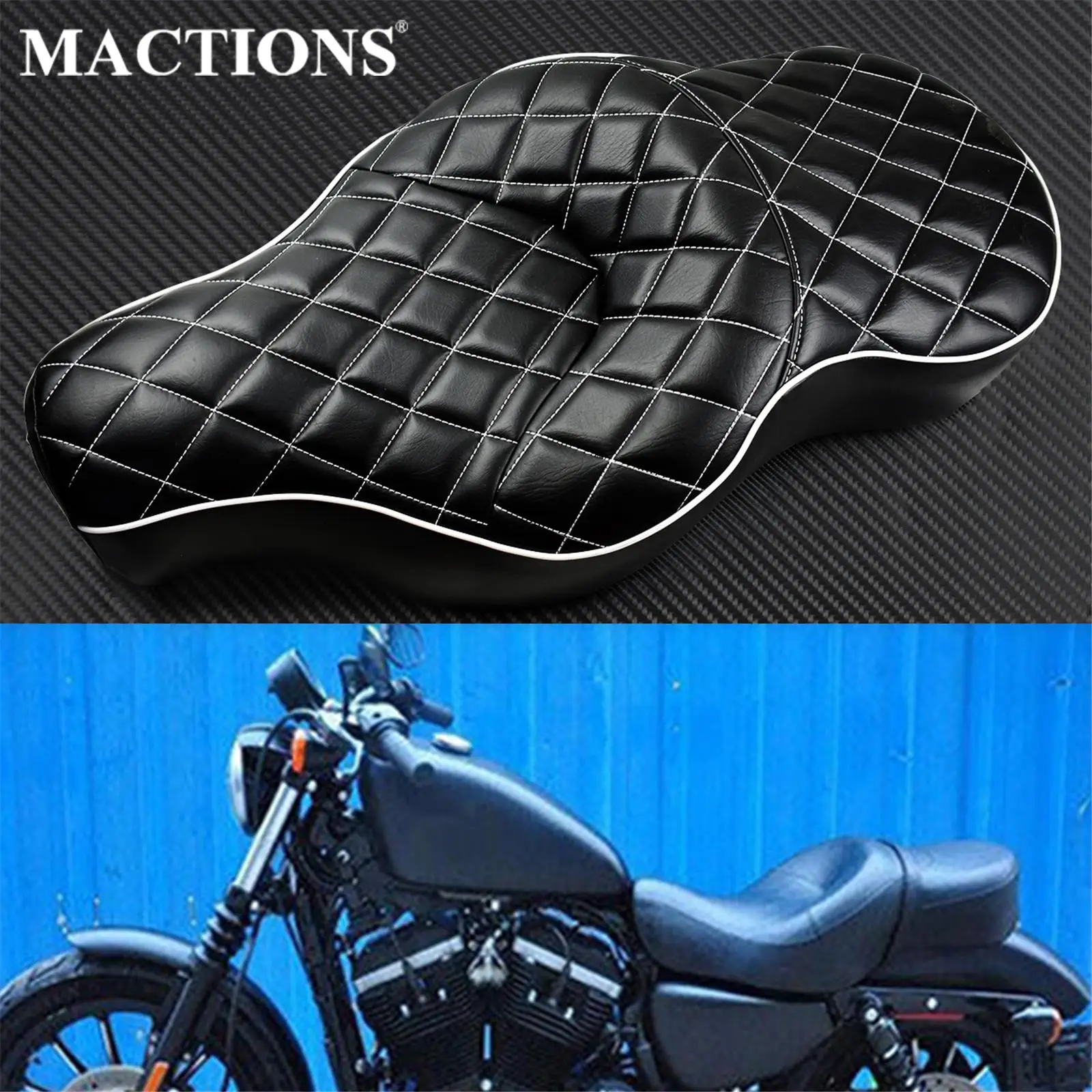 Motorcycle Leather Two Up Rider Passenger Seat Diamond Front Rear Cafe Racer Seats For Harley Sportster XL 883 1200 2004-2021
Motorcycle Leather Two Up Rider Passenger Seat Diamond Front Rear Cafe Racer Seats For Harley Sportster XL 883 1200 2004-2021