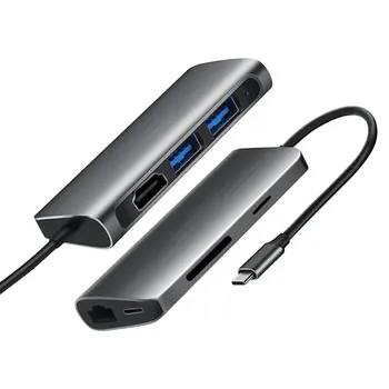 7-in-1 4K PD HDMI RJ45 PD Charger Multi USB 3.0 Type C Card Reader Adapter Docking Station USB HUB for Macbook Pro Accessories
7-in-1 4K PD HDMI RJ45 PD Charger Multi USB 3.0 Type C Card Reader Adapter Docking Station USB HUB for Macbook Pro Accessories