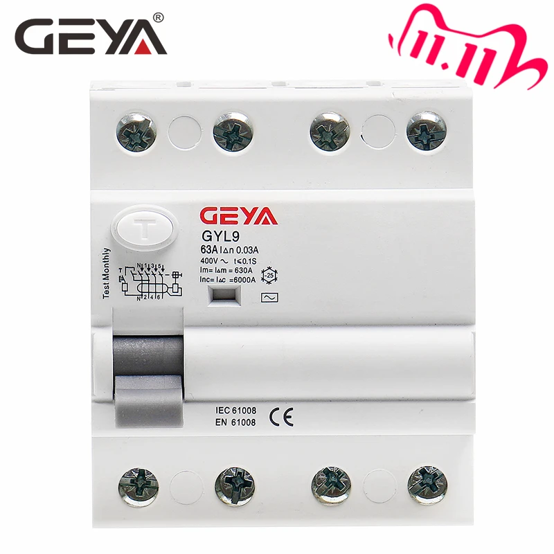 Free Shipping GEYA GYL9 AC Residual Current Circuit Breaker Differential Breaker Safety Switch 4P 40A 63A 100A
Free Shipping GEYA GYL9 AC Residual Current Circuit Breaker Differential Breaker Safety Switch 4P 40A 63A 100A