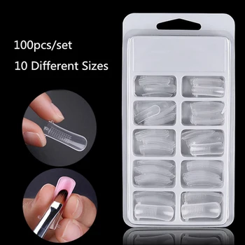 Mutiple Sizes Nail Shape Forms Plastic False Fake Nails Reusable Tools Full Cover Tips Extension Poly Nail Art UV Builder Gels