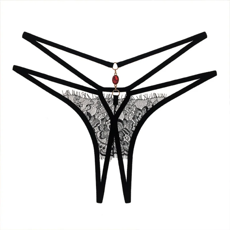 

Women's Underpants Lace Sexy Intimate Cross With Open Panties Black Perspective Thong Temptation Sexy Underwear Low-waist