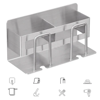 Toothbrush Holder, Stainless Steel Bathroom Storage Rack-Multifunctional Storing Toothpaste, Detergent, Comb, Razor and Cup
Toothbrush Holder, Stainless Steel Bathroom Storage Rack-Multifunctional Storing Toothpaste, Detergent, Comb, Razor and Cup