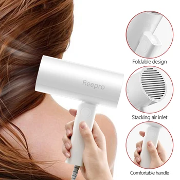 

01 RP-HC04 300W Handle Professional Hair Dryer Hairdryer Quick Dry Folding Hairdressing Barber Blow Dryer Reepro