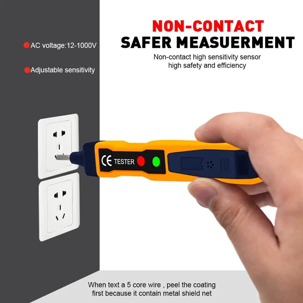 Non-Contact Voltage Tester Pen with Light Buzzer Adjustable Sensitivity for Live Null Wire Judgment Voltage Tester Live Wire
Non-Contact Voltage Tester Pen with Light Buzzer Adjustable Sensitivity for Live Null Wire Judgment Voltage Tester Live Wire