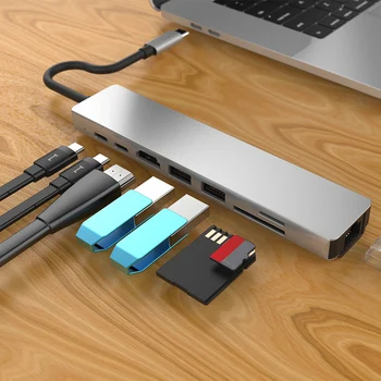 8 in 1 USB 3.0 High Speed Ports Type-C Hub Usb-C to 4K 30HZ HD Laptop Rj45 Gigabit Ethernet Network PD Hub
8 in 1 USB 3.0 High Speed Ports Type-C Hub Usb-C to 4K 30HZ HD Laptop Rj45 Gigabit Ethernet Network PD Hub