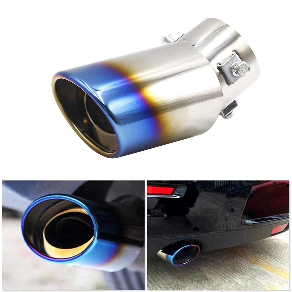 Universal 2077 Car Exhaust Tip Trim End Pipe Tail Sport Muffler Stainless Steel Chrome