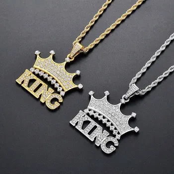 Men Hip Hop Full Rhinestone King Shape Pendants Necklaces Bling Bling shiny Link Chain Hiphop Necklace Men Jewelry Gifts
Men Hip Hop Full Rhinestone King Shape Pendants Necklaces Bling Bling shiny Link Chain Hiphop Necklace Men Jewelry Gifts