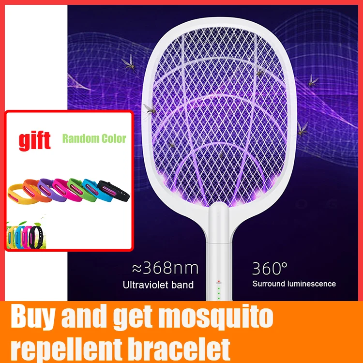 Mosquito Swatter Killer Led Light Tennis Bat Hand-Held Racket Rechargeable Electric Fly Insect Zapper New | Дом и сад