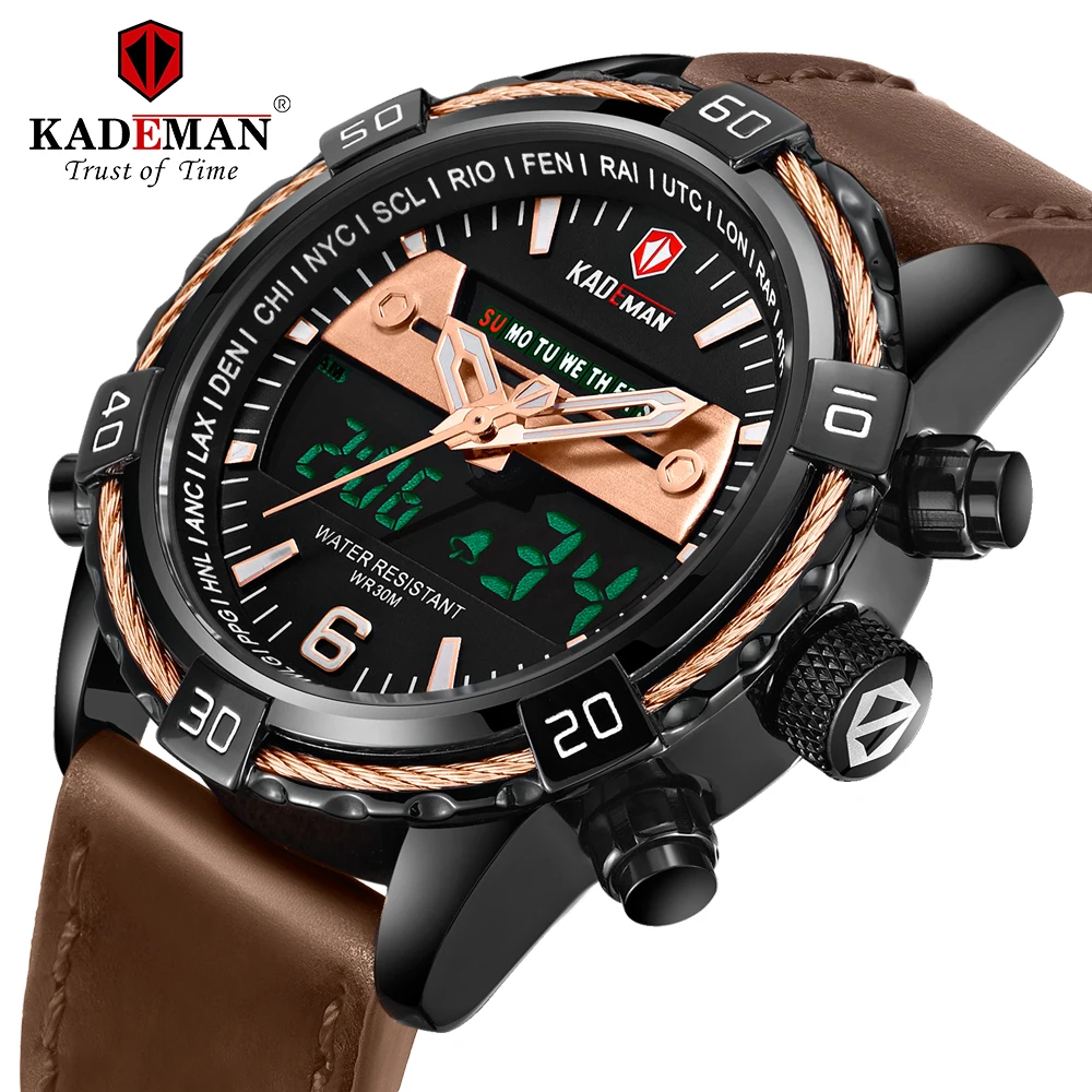 Kademan Top Luxury Brand Military Quartz Men Watch LCD Date Analog Digital Watch Sports Clock Business Men Watch PU Leather
Kademan Top Luxury Brand Military Quartz Men Watch LCD Date Analog Digital Watch Sports Clock Business Men Watch PU Leather