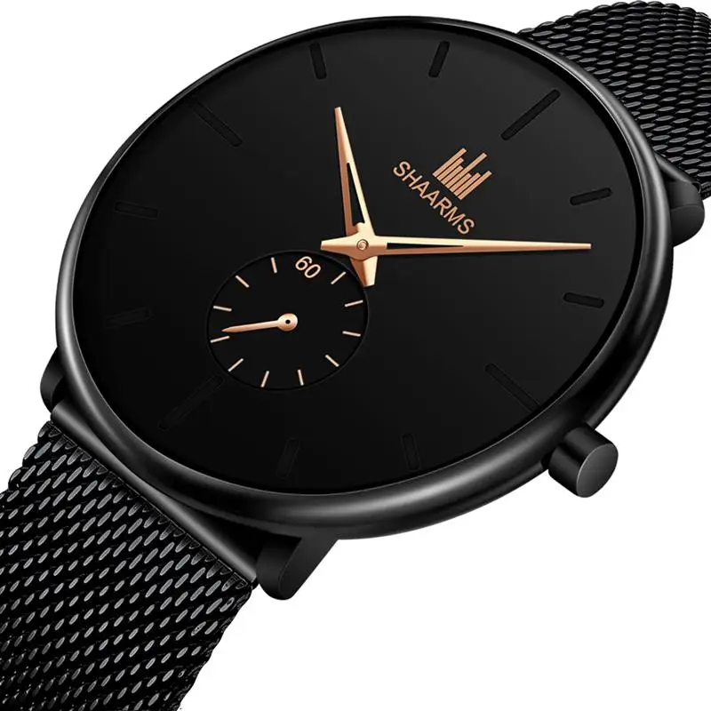 SHAARMS mens Mesh watch Stainless Steel Quartz Watches Fashion black Business Clock Relogio Masculino Reloj Hombre
SHAARMS mens Mesh watch Stainless Steel Quartz Watches Fashion black Business Clock Relogio Masculino Reloj Hombre
