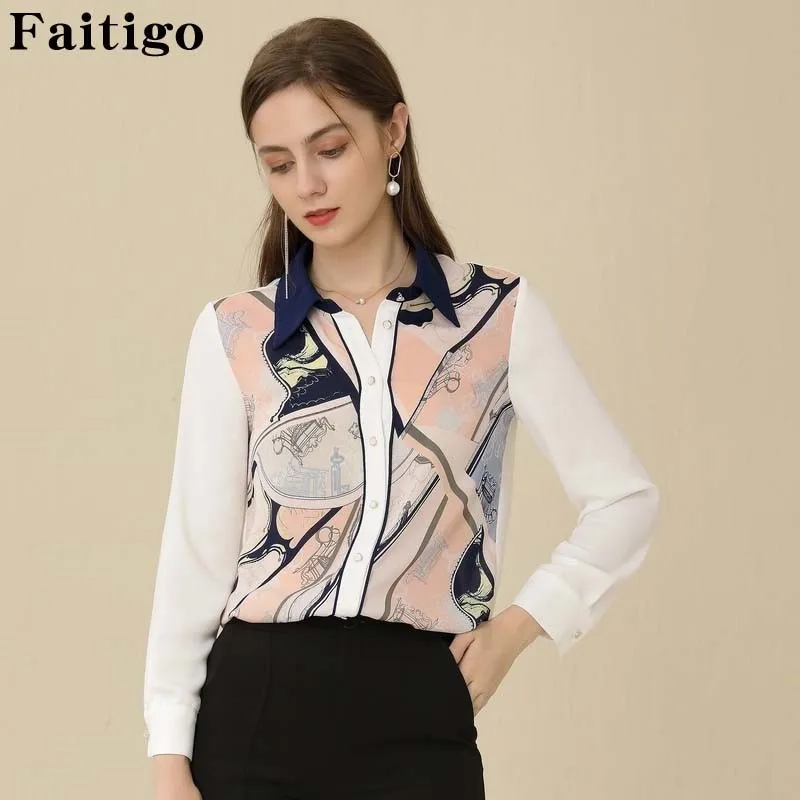 Turn-down Collar Print Spliced Elegant Chiffon Blouse Women Casual Long Sleeve Slim Tops Autumn Office Lady Blouses
Turn-down Collar Print Spliced Elegant Chiffon Blouse Women Casual Long Sleeve Slim Tops Autumn Office Lady Blouses